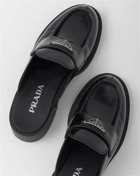 prada metallic leather mules|Prada leather slippers sale.